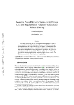 Recurrent Neural Network Training with Convex Loss and Regularization
  Functions by Extended Kalman Filtering