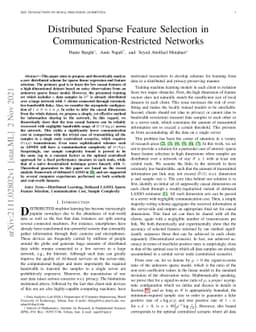 Distributed Sparse Feature Selection in Communication-Restricted
  Networks