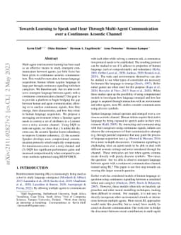 Towards Learning to Speak and Hear Through Multi-Agent Communication
  over a Continuous Acoustic Channel