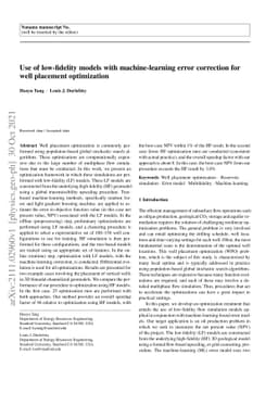 Use of low-fidelity models with machine-learning error correction for
  well placement optimization
