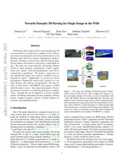 Towards Panoptic 3D Parsing for Single Image in the Wild