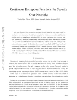 Continuous Encryption Functions for Security Over Networks