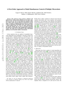 A First-Order Approach to Model Simultaneous Control of Multiple
  Microrobots
