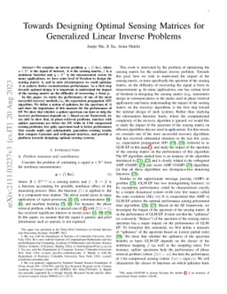 Towards Designing Optimal Sensing Matrices for Generalized Linear
  Inverse Problems