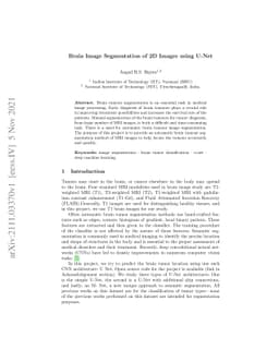 Segmentation of 2D Brain MR Images