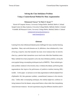 Solving the Class Imbalance Problem Using a Counterfactual Method for
  Data Augmentation