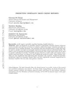 Predicting Mortality from Credit Reports