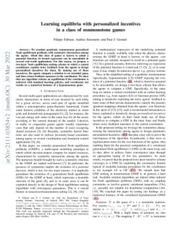 Learning equilibria with personalized incentives in a class of
  nonmonotone games
