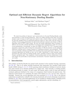 Optimal and Efficient Dynamic Regret Algorithms for Non-Stationary
  Dueling Bandits