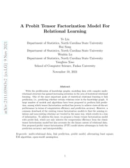 A Probit Tensor Factorization Model For Relational Learning
