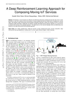 A Deep Reinforcement Learning Approach for Composing Moving IoT Services