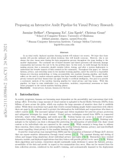 Proposing an Interactive Audit Pipeline for Visual Privacy Research