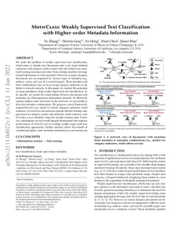 MotifClass: Weakly Supervised Text Classification with Higher-order
  Metadata Information