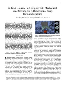 GSG: A Granary Soft Gripper with Mechanical Force Sensing via
  3-Dimensional Snap-Through Structure