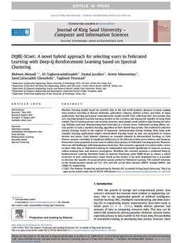 DQRE-SCnet: A novel hybrid approach for selecting users in Federated
  Learning with Deep-Q-Reinforcement Learning based on Spectral Clustering