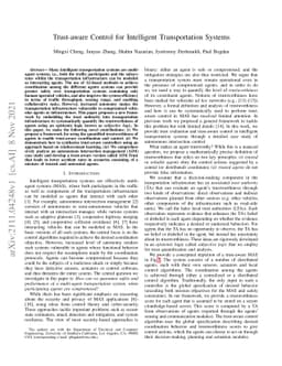 Trust-aware Control for Intelligent Transportation Systems