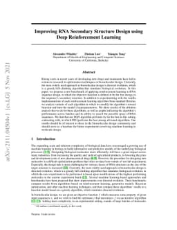 Improving RNA Secondary Structure Design using Deep Reinforcement
  Learning