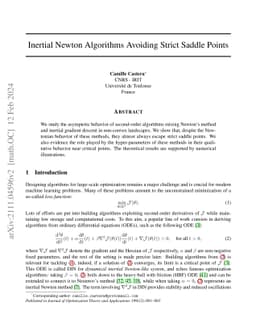Inertial Newton Algorithms Avoiding Strict Saddle Points
