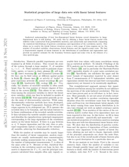 Statistical properties of large data sets with linear latent features