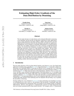 Estimating High Order Gradients of the Data Distribution by Denoising
