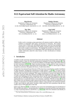 E(2) Equivariant Self-Attention for Radio Astronomy