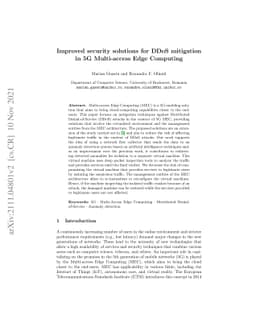 Improved security solutions for DDoS mitigation in 5G Multi-access Edge
  Computing