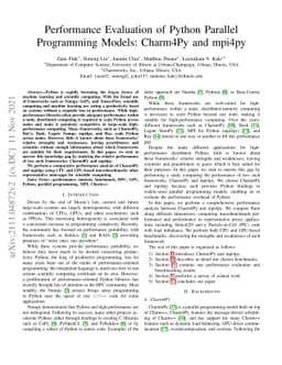 Performance Evaluation of Python Parallel Programming Models: Charm4Py
  and mpi4py