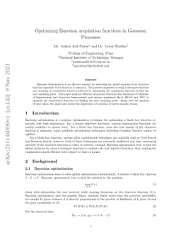 Optimizing Bayesian acquisition functions in Gaussian Processes