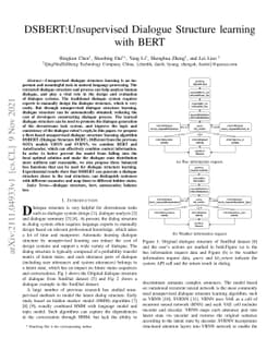 DSBERT:Unsupervised Dialogue Structure learning with BERT