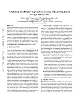 Analyzing and Improving Fault Tolerance of Learning-Based Navigation
  Systems