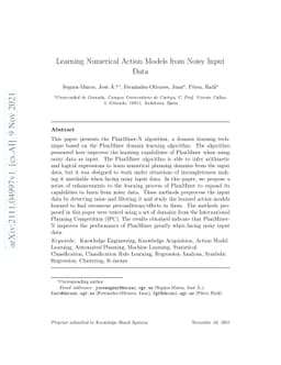 Learning Numerical Action Models from Noisy Input Data