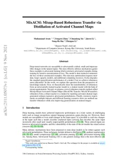 MixACM: Mixup-Based Robustness Transfer via Distillation of Activated
  Channel Maps