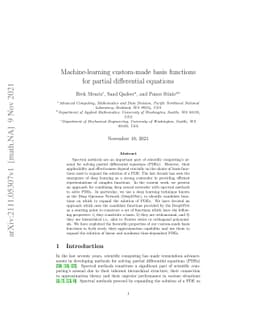 Machine-learning custom-made basis functions for partial differential
  equations