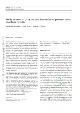 Mode connectivity in the loss landscape of parameterized quantum
  circuits