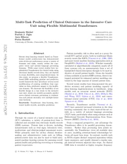 Multi-Task Prediction of Clinical Outcomes in the Intensive Care Unit
  using Flexible Multimodal Transformers