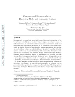 Conversational Recommendation: Theoretical Model and Complexity Analysis