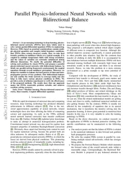 Parallel Physics-Informed Neural Networks with Bidirectional Balance