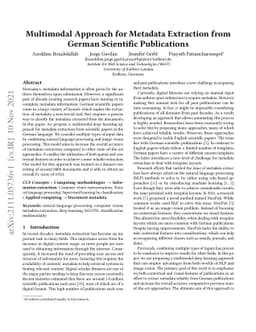 Multimodal Approach for Metadata Extraction from German Scientific
  Publications