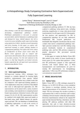 A Histopathology Study Comparing Contrastive Semi-Supervised and Fully
  Supervised Learning