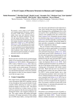 A Novel Corpus of Discourse Structure in Humans and Computers