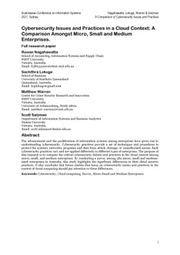 Cybersecurity Issues and Practices in a Cloud Context: A Comparison
  Amongst Micro, Small and Medium Enterprises