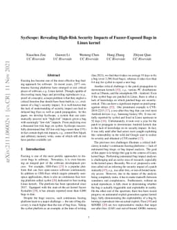 SyzScope: Revealing High-Risk Security Impacts of Fuzzer-Exposed Bugs in
  Linux kernel