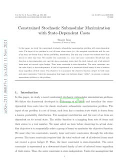 Constrained Stochastic Submodular Maximization with State-Dependent
  Costs