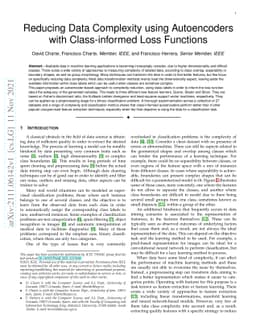 Reducing Data Complexity using Autoencoders with Class-informed Loss
  Functions