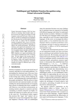 Multilingual and Multilabel Emotion Recognition using Virtual
  Adversarial Training