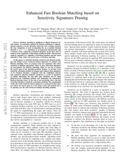 Enhanced Fast Boolean Matching based on Sensitivity Signatures Pruning