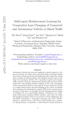 Multi-agent Reinforcement Learning for Cooperative Lane Changing of
  Connected and Autonomous Vehicles in Mixed Traffic