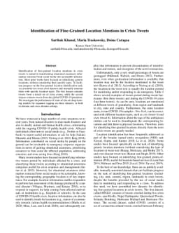 Identification of Fine-Grained Location Mentions in Crisis Tweets