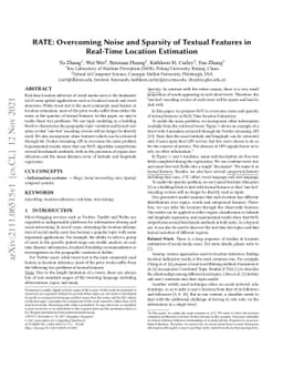 RATE: Overcoming Noise and Sparsity of Textual Features in Real-Time
  Location Estimation