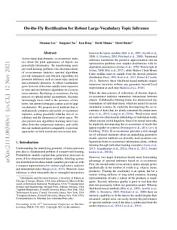 On-the-Fly Rectification for Robust Large-Vocabulary Topic Inference